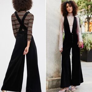 RARE ⚡️ WE THE FREE PEOPLE OLD SCHOOL LOVE CORDUROY RETRO BLACK SMALL JUMPSUIT